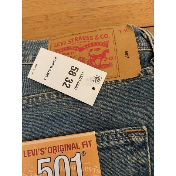 Levi's 501 Jeans Blue Original Stretch Big  Tall Men's NWT‎ 58x32 - Picture 5 of 6